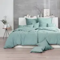 Enrico Coss Bettwäsche Stonewashed Kissenbezug einzeln 80x80 cm | grau-grün - grün