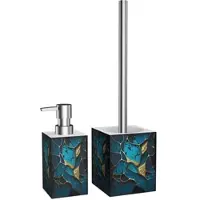 Sanilo Badezimmer Set Seifenspender und WC Bürste Marmor Cobalt
