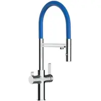 VIZIO 4 Wege Wasserhahn Küchenarmatur FC mit 360° Schwenkbarem Auslauf Abnehmbare 2 Strahl Handbrause Verchromt Blau