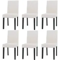 Chefgastro 6er-Set Esszimmerstuhl klassisch und zeitlos HxBxT 90x42x50cm Sitzhöhe 47cm Stoff/Textil Cord Holz dunkle Beine Creme