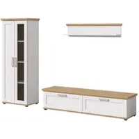 Inn.Furn Wohnwand "Mirano" in weiß Lärche und Eiche Artisan Landhaus Wohnkombination 3-teilig 240 cm
