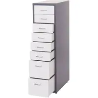 Proregal Rollcontainer Housten 110x28x41cm 8 Schubladen Dunkelgrau Weiß