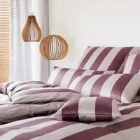 Elegante Mako-Satin Bettwäsche Night Stripe puder 155x200 cm + 80x80 cm - lila;beige
