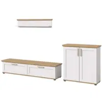 Inn.Furn Wohnwand "Mirano" in weiß Lärche und Eiche Artisan Landhaus Wohnkombination 3-teilig 260 cm