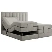 MKS Meble Boxspringbett 180x200 elektrisch verstellbar 7-Zonen Taschenfederkern Matratze und Topper Bett 180x200 mit Motor Polsterbett Motorbett - Comforto - Hellgrau Strukture - H3