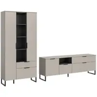 Inn.Furn Wohnwand "Morena" Kaschmir Schwarz 290 x 190 cm, Wohnzimmer Set mit Soft-Close
