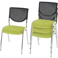 Proregal 4er-Set Besucherstuhl | HxBxT 83x49x58cm | Sitzhöhe 46cm | Stoff/Textil | Sitz Grün | Konferenzstuhl stapelbar
