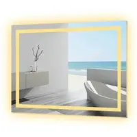 AICA Sanitär Badspiegel 80x60 cm Spiegel mit LED Beleuchtung Dreh Knopfschalter Wandschalter Kaltweiß Dimmbar Memory Wandspiegel Badezimmerspiegel