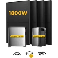 EcoFlow Stream Ultra X, All-in-One Speicher für Balkonkraftwerke, mit 4 x 455 Bifaziale Solarmodule, by Powerness - Stream Ultra X + Stream AC Pro | 5760Wh / ohne Zubehör / Standardversand