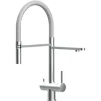 VIZIO 3 Wege Wasserhahn Küchenarmatur Spültischmischer, Edelstahl Massiv, 360° schwenkbarem Grau Auslauf, abnehmbare 2 strahl Handbrause, Gebürstet