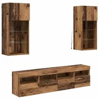 vidaXL TV Wand Einheiten mit LED 5 stk. Altholz Holzwerkstoff
