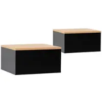 VS VENTA-STOCK NACHTTISCHE schwebende – Set aus 2 schewebende Nachttischen Desi Schwarz/Eiche