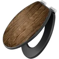 Banjado Anthrazit Toilettendeckel Mit Absenkautomatik WC-Sitz Soft Close Hygienischer Klodeckel MDF Mit Motiv Maserung Dunkel