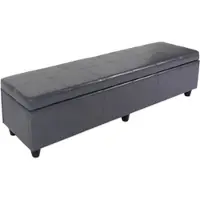 BERLINLODGE Bank Sitzbank mit Aufbewahrung Lars XXL | HxBxT 45x180x45cm | Grau | Leder + Kunstleder