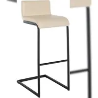 Décoshop26 - Barhocker x1 minimalistisches Design cremefarbener PVC-Sitz schwarzes U-förmiges Metallgestell Fußstütze 10_0006083