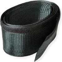 Roline PVC Gewebeschlauch für Kabelbündelung, mit Klettband, schwarz, 2,5 m
