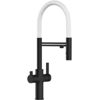 VIZIO 3 Wege Wasserhahn Küchenarmatur FC mit 360° Schwenkbarem Auslauf Abnehmbare 2 Strahl Handbrause Schwarz Matt Weiß