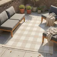FRAAI In- & Outdoor Teppich - Ranch Checkerboard Beige 120x170 cm