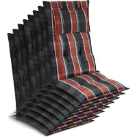 Beautissu 8x Premium Hochlehnerauflage 120x50x7cm, Grau-Oranage-Weiß-Kariert