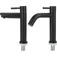OEM Einzelhandkraan Stahl Wastafel Einzel Kalt Wasserhahn - Badezimmer WC Schwarz - Haus Badezimmer Küche Toilette