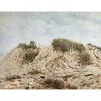 Erismann Klassische Kunst Fototapete mit Dünenlandschaft Ostsee Tapete mit Dünen Am Strand Gemälde Bildtapete Maritim in Beige Hellblau