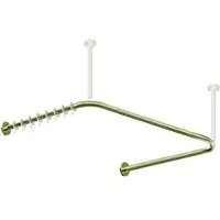 Hewi Vorhangstange des Systems 900, Edelstahl, PVD, Achsmaß 987 x 975 x 987 mm, kürzbar, D: 25 mm, mit 28 Vorhangringen aus POM, in Farbe CK (Messing glänzend)