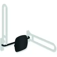 Hewi Rückensitzstütze Serie 805 Classic, Edelstahl pulverbeschichtet, Kunststofflehne, Breite 650–750 mm, Tiefe 150 mm, Höhe 334 mm, Farbe Signalweiß oder Tiefschwarz