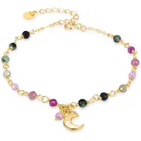 Luxenter 925 Sterling Silber Armband mit Multicolor Kristall in 18K Gelbgold - Duk