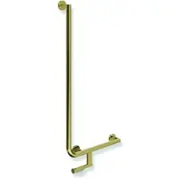 Hewi Winkelgriff System 900 mit WC-Papierrollenhalter, Edelstahl PVD Gold glänzend, 32 mm Durchmesser, 500 x 1000 mm, rechts