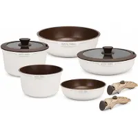 ROYAL SWISS Pfannensets Topf-Sets Induktion Edelstahl 9-teilig Glasdeckel