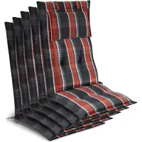 Beautissu 5x Premium Hochlehnerauflage 120x50x7cm, Grau-Oranage-Weiß-Kariert