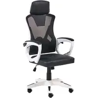 Beliani Bürostuhl Schwarz u. Weiß Kunstleder mit Netzstoff Atmungsaktiv Drehbar Höhenverstellbar mit Wippfunktion Armlehnen Moderner Gamingstuhl