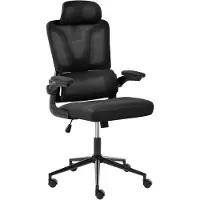 Beliani Bürostuhl Schwarz Netzstoff Atmungsaktiv Drehbar Höhenverstellbar mit Wippfunktion Armlehnen Moderner Computer Drehstuhl für Homeoffice Büro