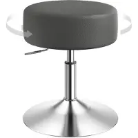 Woltu Schminkhocker, Barhocker rund, Arbeitshocker, gepolstert, Kunstleder Grau