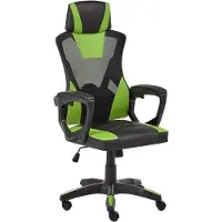 Beliani Bürostuhl Schwarz u. Limettengrün Kunstleder mit Netzstoff Atmungsaktiv Drehbar Höhenverstellbar mit Wippfunktion Armlehnen Moderner Gamingstuhl