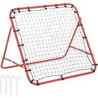 Zimilo Fußball Rebounder Tor Netz 96 x 80 x 96 cm, verstellbarer Winkel, klappbare Rückprallwand mit Stahlrahmen, Bodenankern, rot/schwarz, Training