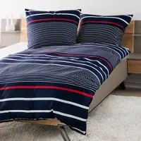 Janine Mako-Satin Bettwäsche J.D. 87105 maritimblau 160x210 cm + 65x100 cm - blau