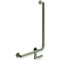 Hewi Winkelgriff mit WC-Papierrollenhalter, System 900, Edelstahl PVD bronze glänzend, waagerecht 500 mm, senkrecht 750 mm, Durchmesser 32 mm, links
