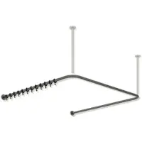 Hewi Vorhangstange des Systems 900, suizidhemmend, Edelstahl, pulverbeschichtet, Achsmaß 1000 x 975 x 1000 mm, kürzbar, Durchmesser 25 mm, mit 28 Vorhangringen aus POM, in Farbe DC (Schwarz tiefmatt)
