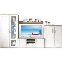 HBZ-Meble Wohnwand - Sibiu Lärche Nachbildung - Eiche Sanremo Nachbildung - 4-teilig - LED-Beleuchtung
