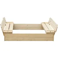 Timbela SANDKASTEN aus Holz mit faltbarer Abdeckung und Bank 118 x 122 x H20 - M051-1