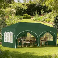 SUCCESS COURIER Gazebo 3x6m – Parteizelt mit 6 Seitenwänden, wasserabweisend, UV-Schutz 50+, höhenverstellbar, für Garten & Events, Grün