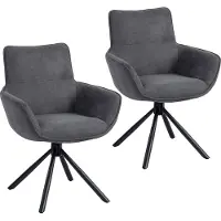 HOMCOM Esszimmerstuhl 2er Set Drehbar Küchenstuhl mit Samtoptik, Metallbeine