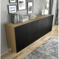 Möbel Kraft Sideboard , schwarz , Maße (cm): B: 200 H: 89