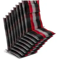 Beautissu 8x Premium Hochlehnerauflage 120x50x7cm, Schwarz-Rot-Weiß-Kariert