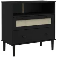 Helloshop26 - Buffet Sideboard Kommode Kleiderschrank Aufbewahrungsmöbel Organizer für Küche Wohnzimmer Lounge Rattanoptik 80 x 40 02_0036239