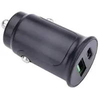 Grab 'n GO , Schnelles Dual KFZ-Ladegerät USB-C & USB-A 30W Power Delivery, Schwarz