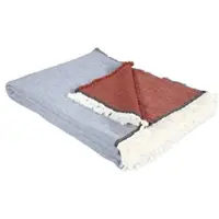 Eskimo Wolldecke Lily 140x200 cm | jeans-rost - blau;rot