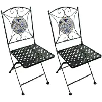 Axi Camilla 2 Bistrostühle, Set mit 2 Bistrostühlen Klappbar Zartblau | Gartenmöbel im Bistrostil, Bistrostühle mit Mosaikmuster für Garten/Balkon/Terrasse Max Belastbarkeit pro Stuhl: 150 kg