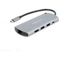 DeLOCK USB Type-C Dockingstation mit M.2 Slot - 4K HDMI / USB / LAN / PD 3.0, Kabelgebunden, USB 3.2 Gen 1 (3.1 Gen 1) Type-C, 100 W, 1.4/2.2, 10,100,1000 Mbit/s, Grau